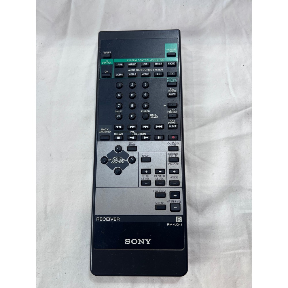 Sony RM-U241 AV System Receiver Remote Control Black Silver Genuine OEM